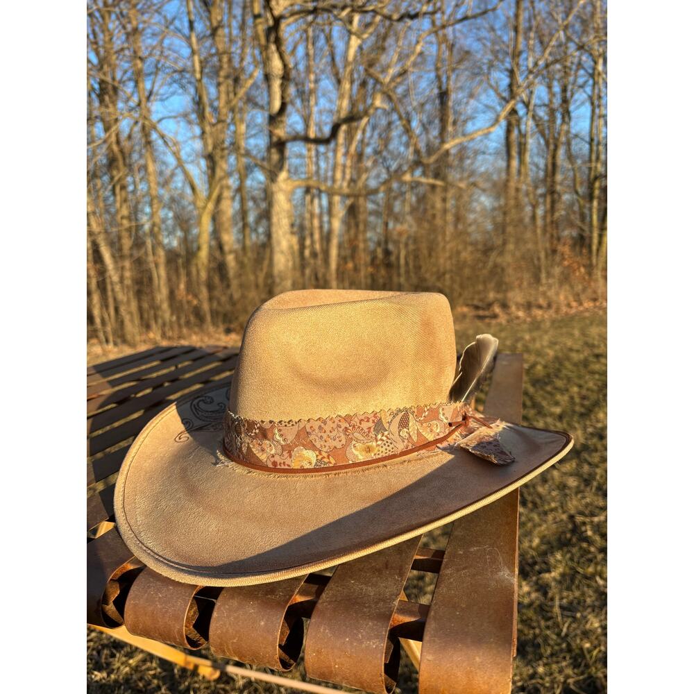 Hand Burned Hat | Hand Burned Wide Brim Hat | Western Hand Burned Hat | Custom